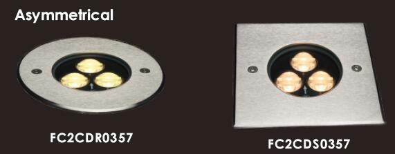 3 * 2W Lampu Simetris Daya LED Lampu Inground 116mm Sampul Depan Terdaftar ETL 2