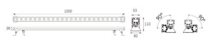 500mm 10 * 2W (atau 3W RGB) Linear Wall Washer Light Bar dengan Bracket Outdoor Peringkat IP65 0