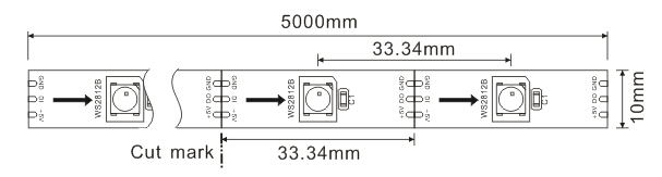 5VDC WS2812B Lampu Strip LED Digital Beralamat 30 piksel / M dan 30 LED / M 0