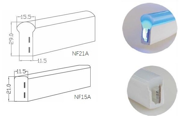 F21A Warna Tunggal 5050 LED Neon Flex Rope Light 14.4W / M IP68 Untuk Dekorasi Outline Outline 3