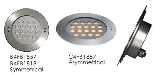 C4FB1857 C4FB1818 RGB Dimmable Lampu LED Bawah Air Tersembunyi Terbuat dari SUS316 Stainless Steel Anti Korosi 1