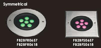 FC2BFR0657 FC2BFS0657 6*2W Asimetris LED Inground Light dengan 173*173mm SUS316 Stainless Steel Square Penutup Depan 1