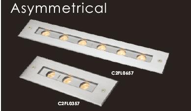 C2FL0657 C2FL0618 24VDC atau 110-240Vac 6*2W Asimetris Tersembunyi LED Linear Inground Dinding Washer Lampu 3