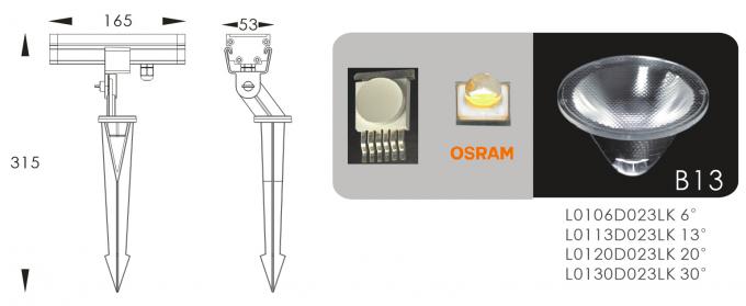 6W (3 * 2 W) Bentuk Pita Lampu Spot Lansekap LED Linear Pemasangan Pasak / Spike 0