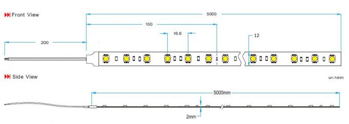 Lampu Strip LED Fleksibel Kelas A dalam Warna Kuning Pucat 3500 - 4000K CRI 80 14.4W / M 0
