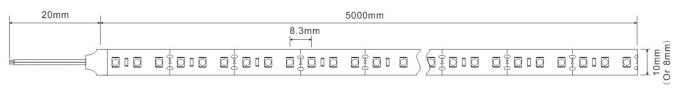 Nilai R9 Tinggi CRI 90 3528 Lampu Strip LED Fleksibel 10mm FPC 120LEDs / m SDCM 0