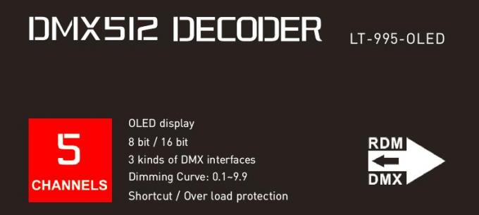 6A * 5 Saluran Led Dmx Decoder Untuk Lampu Led Resolusi 16bit / 8bit Opsional 1