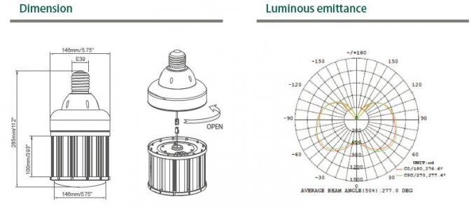 100W E39 LED Corn Light Kecerahan Tinggi12660LM Mengganti 350W HID Lamp UL DLC Terdaftar 2