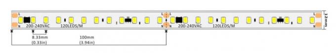 220-240VAC Tegangan Tinggi LED Strip 1600LM 16.5W 120LEDs Per Meter IP67 EMC 0